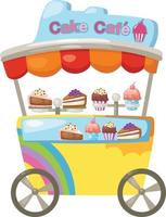 bancarella del carrello e un'illustrazione di cupcake vettore