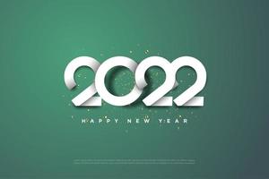 felice anno nuovo 2022 con numeri univoci impilati. vettore