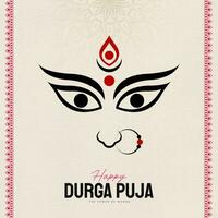 contento Durga puja illustrazioni Durga viso subh Navratri vettore