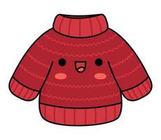 vettore colorato kawaii maglione. carino Natale Abiti personaggio illustrazione isolato su bianca sfondo. nuovo anno o inverno sorridente Maglione. divertente cartone animato vacanza icona