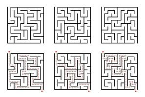 labirinto linea modello. rettangolo labirinto con iscrizione e Uscita. vettore labirinto di Basso o medio complessità.