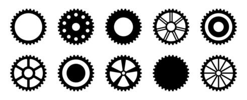 impostato di 10 ingranaggi linea icone. piatto macchina Ingranaggio icona. ruota ruota dentata vettore. semplice schema isolato elementi vettore collezione.