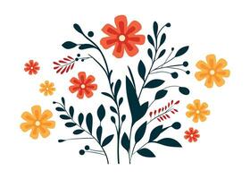 fiore collezione con foglie, floreale mazzi di fiori, vettore fiori. primavera arte Stampa con botanico elementi illustrazione