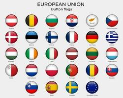 europeo unione il giro bandiere. pulsante Unione Europea bandiere. impostato di il giro bandiere. europa bandiere, icone. vettore