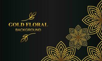 bellissimo elegante oro floreale sfondo con floreale e foglia ornamento vettore