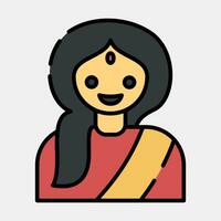 icona indiano ragazza. Diwali celebrazione elementi. icone nel pieno linea stile. bene per stampe, manifesti, logo, decorazione, infografica, eccetera. vettore