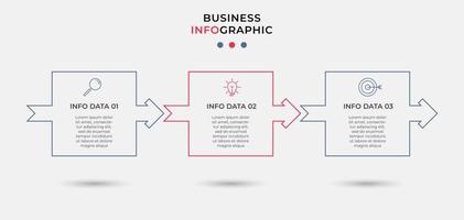 modello di business di progettazione infografica con icone e 3 opzioni o passaggi vettore