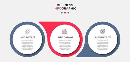 modello di business di progettazione infografica con icone e 3 opzioni o passaggi vettore