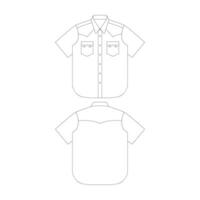 modello corto manica dente di sega tasche occidentale camicia vettore illustrazione piatto design schema capi di abbigliamento collezione