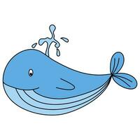 balena, un' carino cartone animato come un' mare creatura galleggiante sott'acqua. vettore