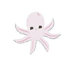 vettore illustrazione di un' carino polpo. piatto stile. carino polpo con grande occhi. mollusco con tentacoli. mare e oceano tema