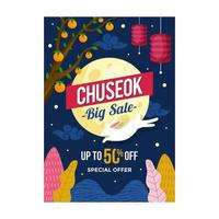 modello di poster di grande vendita chuseok sale vettore