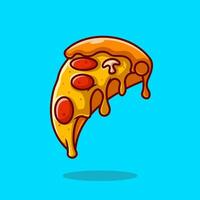 fetta di Pizza con fungo cartone animato vettore icona illustrazione. cibo oggetto icona concetto isolato premio vettore. piatto cartone animato stile