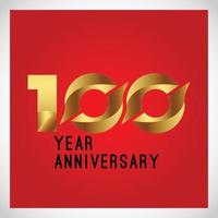 Colore dell'illustrazione di progettazione del modello di vettore di logo dell'anniversario di 100 anni