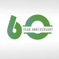 60 anni anniversario logo illustrazione vettoriale colore bianco