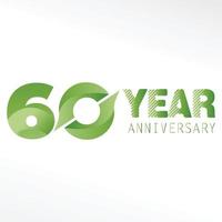 60 anni anniversario logo illustrazione vettoriale colore bianco