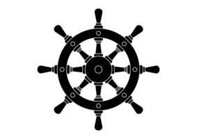 nave timone ruota silhouette vettore piatto design isolato su bianca sfondo. nero e bianca nave timone ruota