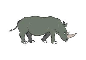 rinoceronte cartone animato personaggio vettore piatto design