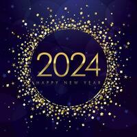 2024 un' contento nuovo anno saluto carta concetto. luccicante d'oro palla con brillante numero 20 24. isolato grafico design modello. creativo decorazione. vacanza bg. oro polvere. vettore