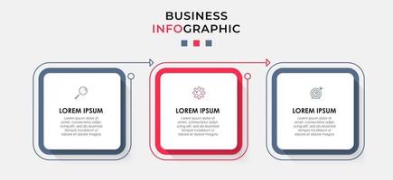 modello di business di progettazione infografica con icone e 3 opzioni o passaggi vettore