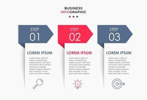 modello di business di progettazione infografica con icone e 3 opzioni o passaggi vettore