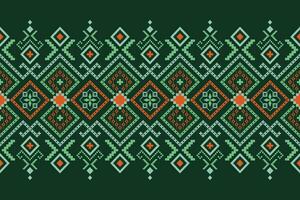 verde attraversare punto colorato geometrico tradizionale etnico modello ikat senza soluzione di continuità modello confine astratto design per tessuto Stampa stoffa vestito tappeto le tende e sarong azteco africano indiano indonesiano vettore