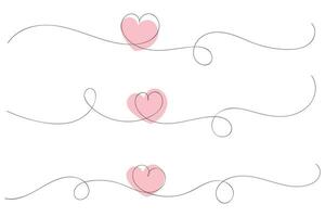 mano disegnato magro continuo linea cuori simbolo vettore, una linea romantico relazione amore cartello, singolo linea arte per san valentino decorativo disegno, minimalista schema ictus cuori isolato vettore