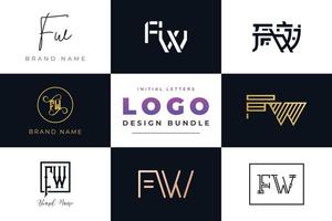 set di lettere iniziali di raccolta fw logo design. vettore