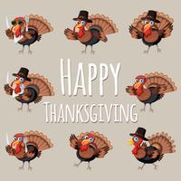 Divertimento Happy thanksgiving turkey vettore