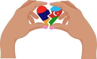 un' rotto cuore nel colori di armeno e azero bandiere. unità concetto. nagorno karabakh conflitto. vettore illustrazione