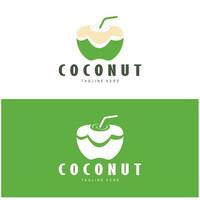 Noce di cocco logo design modello illustrazione vettore