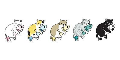 gatto vettore gattino calicò icona abbraccio pesce salmone tonno simbolo logo cartone animato personaggio scarabocchio illustrazione design