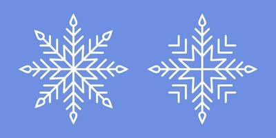 bianca i fiocchi di neve su blu sfondo. vettore inverno isolato icone. semplice linea stile