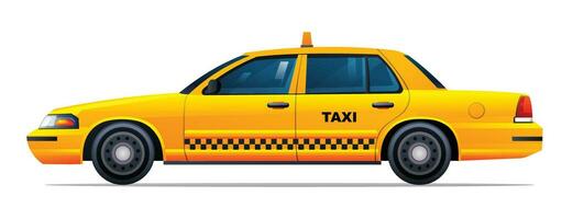 giallo Taxi auto lato Visualizza vettore illustrazione isolato su bianca sfondo