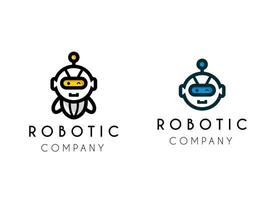 carino robotica logo design. Chiacchierare stivale artificiale intelligenza logo design vettore