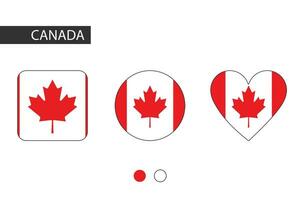 Canada 3 forme quadrato, cerchio, cuore con città bandiera. isolato su bianca sfondo. vettore