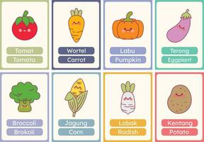 piatto design vettore carino veggie verdura flashcard studiando imparare stampabile per bambini attività