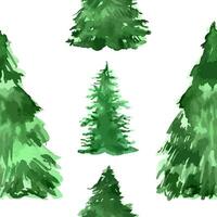 vettore minimalista acquerello mano disegnato senza soluzione di continuità modello con Natale abete albero su bianca sfondo. nuovo anno vacanza decorazione illustrazione.