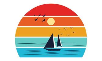 estate tempo fare surf Barche colorato spiaggia illustrazione disegno, ciao, estate California spiaggia vettore maglietta design.