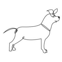 continuo uno linea cane animale domestico schema vettore arte disegno