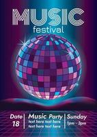 poster del festival di musica da discoteca per la festa vettore