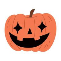 carino Halloween zucca impostare. sorridente cartone animato lanterna facce. Helloween vacanza personaggi nel il forma di zucca. piatto illustrazioni isolato su bianca sfondo. vettore