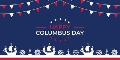 columbus giorno celebrazione sfondo con nave silhouette icona e gratuito copia spazio la zona. americano bandiera colore disegno, vettore per striscione, saluto carta, manifesto, ragnatela, sociale media.