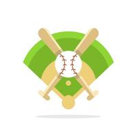 baseball campo icona. piatto illustrazione di baseball campo con palla e pipistrello vettore icona