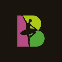 colorato lettera B balletto ballerino logo design. silhouette di ballerina logo icona vettore