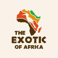 Africa carta geografica logo con esotico uccello silhouette. colorato e divertimento, adatto per il tuo maglietta, manifesto o logo design vettore