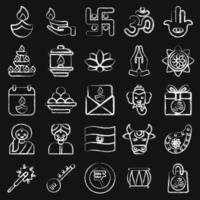 icona impostato di diwali. Diwali celebrazione elementi. icone nel gesso stile. bene per stampe, manifesti, logo, decorazione, infografica, eccetera. vettore