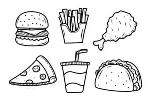 disegnato a mano veloce cibo vettore illustrazione isolato su bianca sfondo. veloce Alimenti scarabocchio