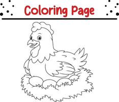 gallina colorazione pagina per bambini. nero e bianca vettore illustrazione per colorazione libro