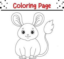 carino ratto animale colorazione pagina illustrazione vettore. per bambini colorazione libro. vettore